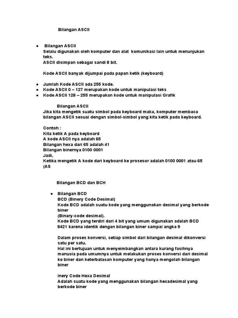 Pengantar Kode ASCII dan BCD | PDF