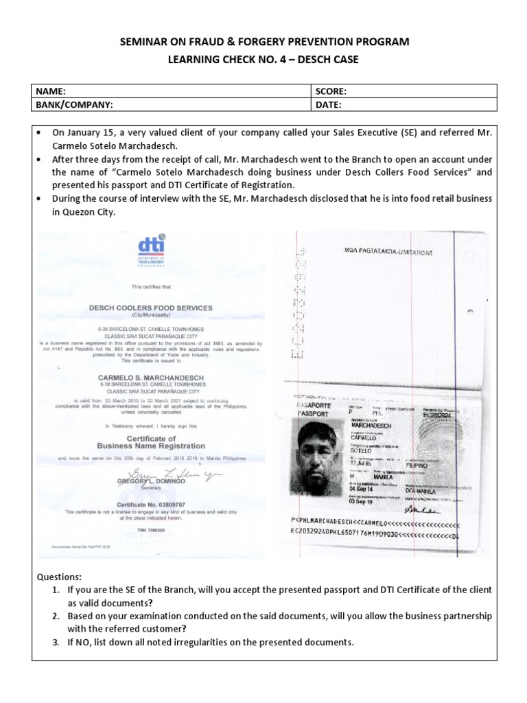 Desch Case: Fraud Prevention Seminar | PDF | Career & Growth | Business