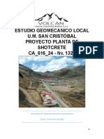 Estudio Geomecanico Local - Planta Dosificadora y Mezcladora en Interior Mina - Zona Ii - MSCR - 10.03.21