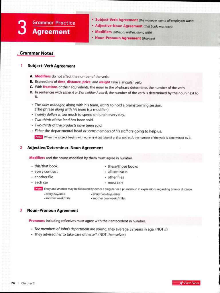Grammar Notes A Guide to SubjectVerb Agreement, Modifiers, Adjective