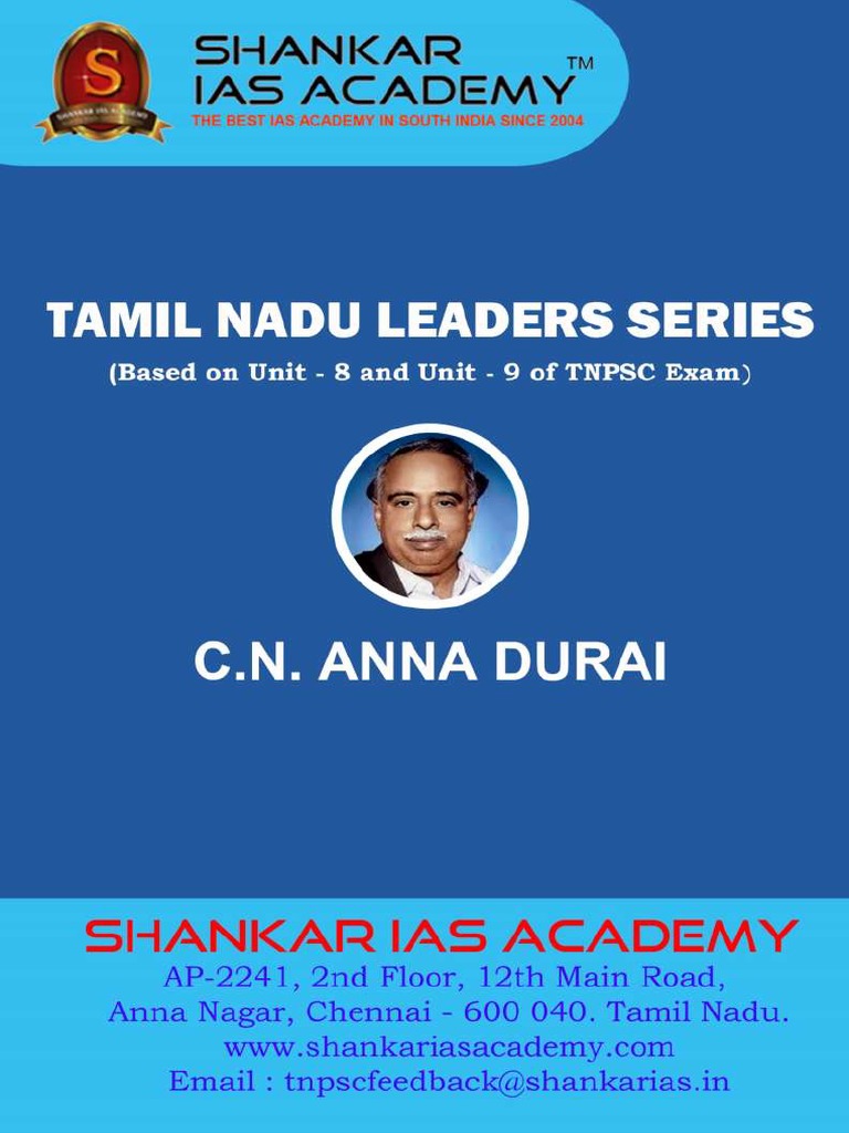 Anna Durai | PDF | Tamil Nadu | Politics Of India