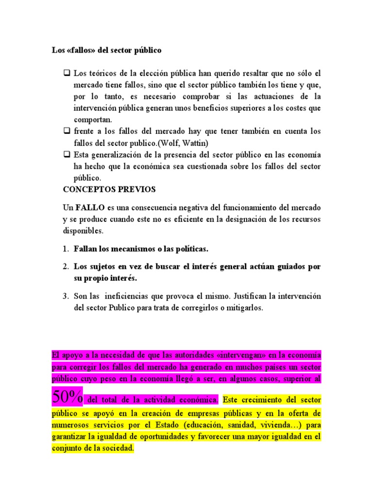 Fallos del Sector Público y Mercado | PDF | Monopolio | Mercado (economía)