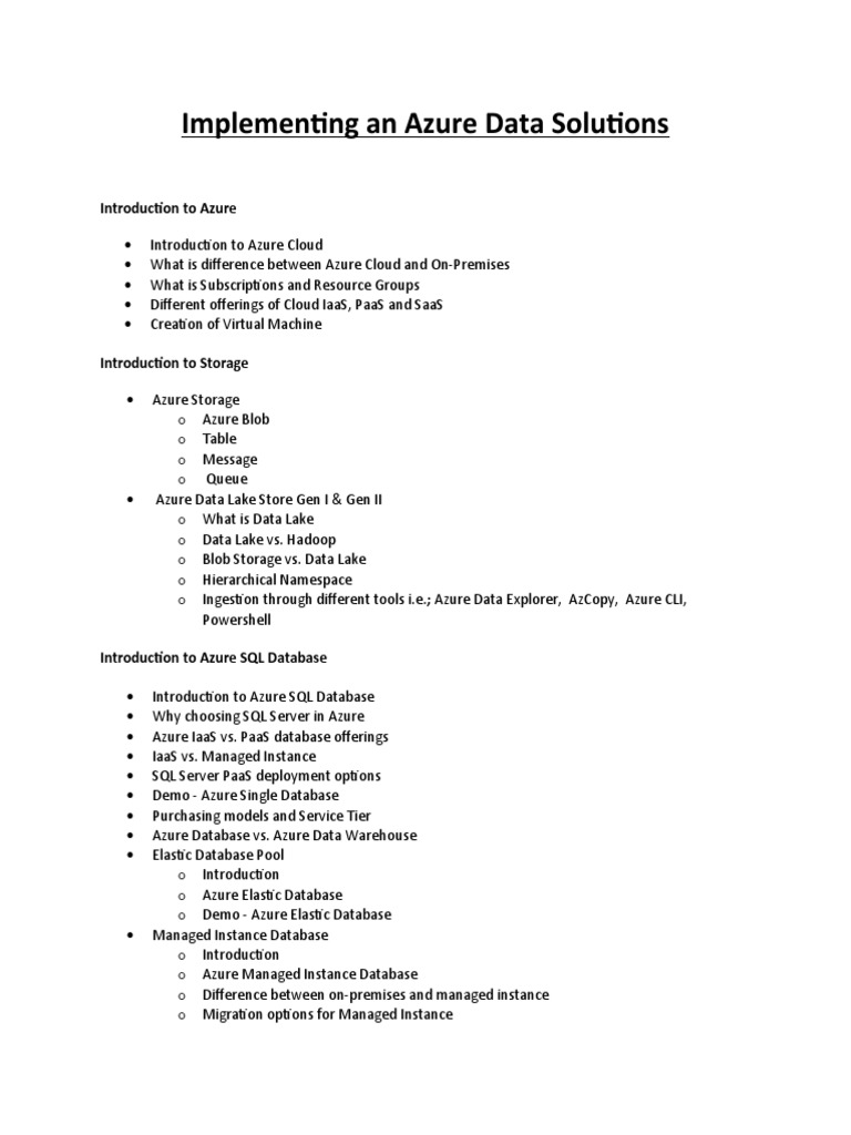 Implementing Azure Data Solutions Guide | PDF | Databases | Cloud Computing