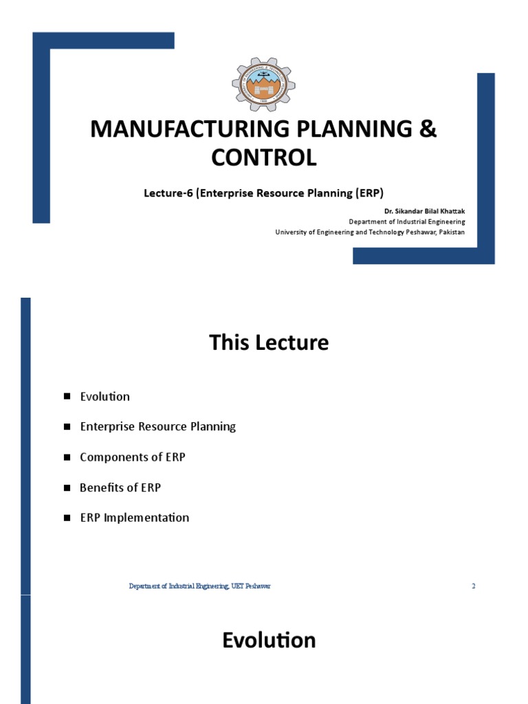 Lecture-6 Enterprise Resource Planning | PDF | Enterprise Resource