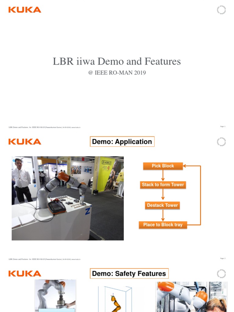 LBR Iiwa Demo and Features: at IEEE RO-MAN 2019 | PDF | Systems ...