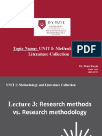 Lecture 3 - Unit 1 - Methodology and Methods