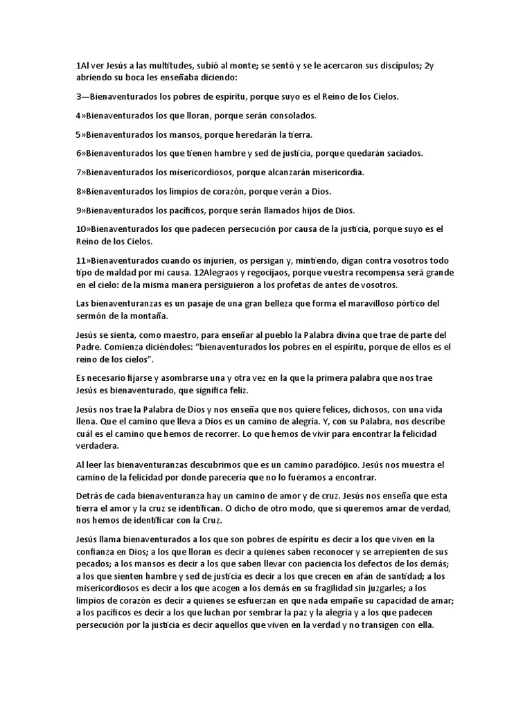 Las Bienaventuranzas: Camino a la Felicidad | PDF | Bienaventuranzas ...