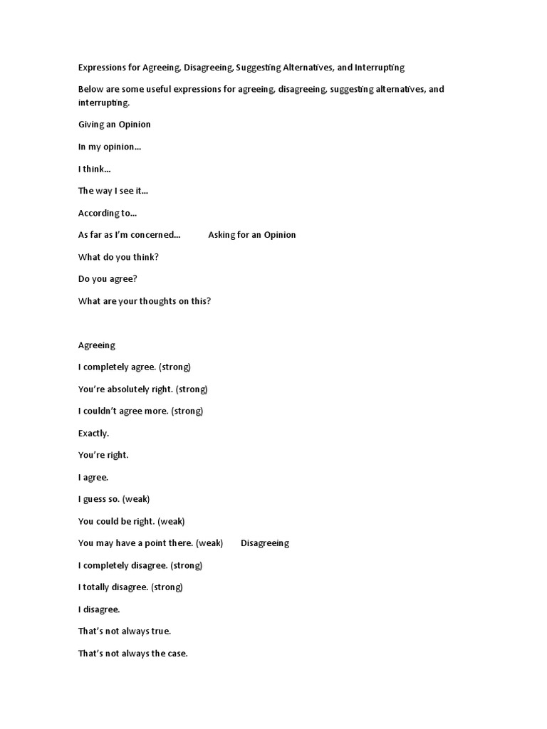 Expressions For Agreeing | PDF