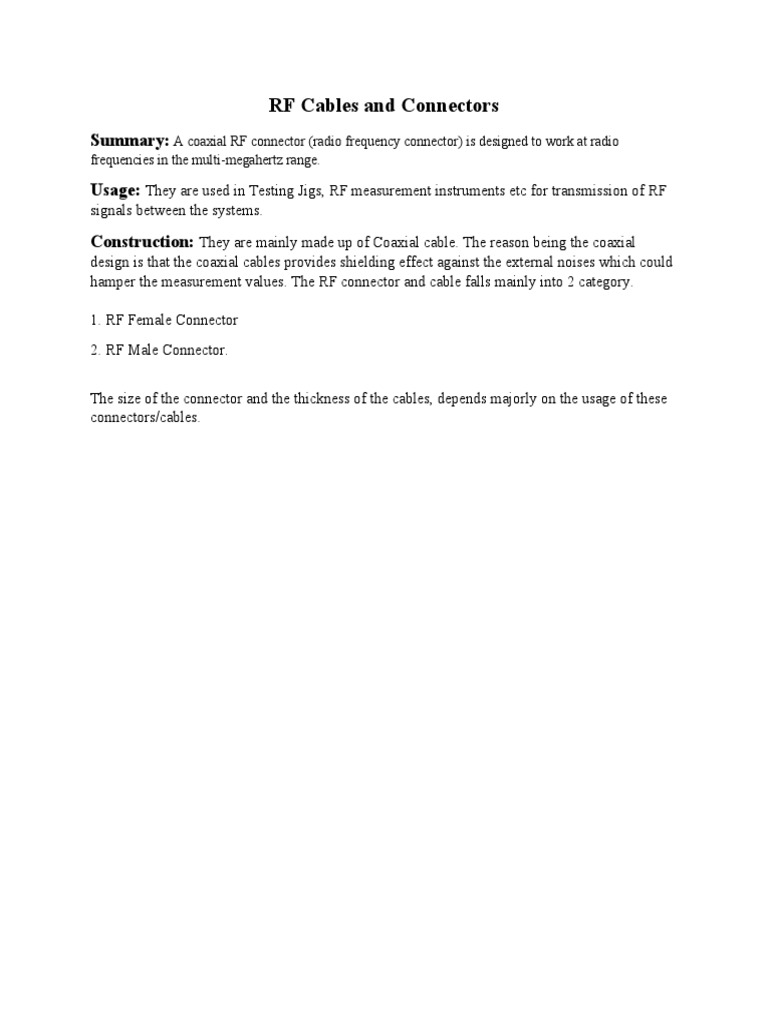 RF Cables and Connectors PDF