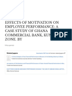 Effects of Motivation On Employee Performance: A Case Study of Ghana Commercial Bank, Kumasi Zone. by