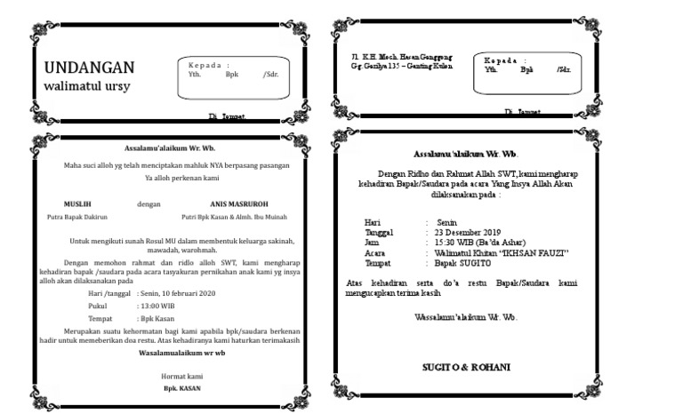 Undangan Walimatul URSY | PDF