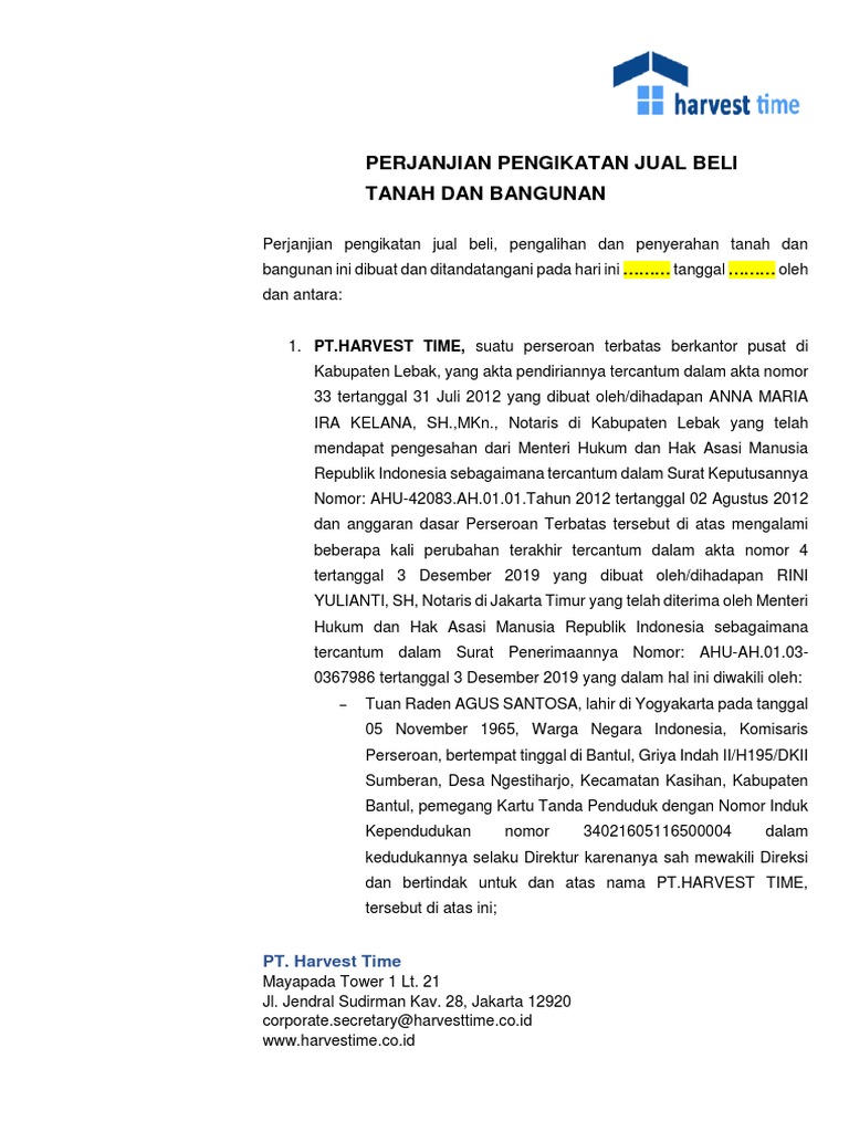 Perjanjian Jual Beli Tanah Maja | PDF