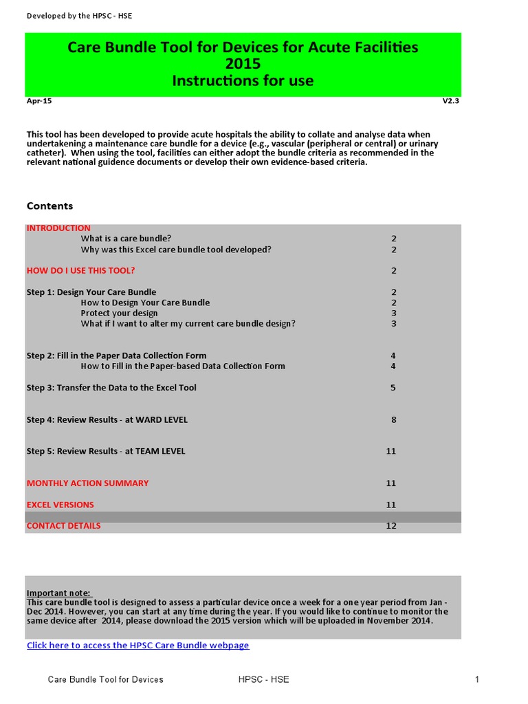 Excel Tool for Care Bundle Management | PDF | Microsoft Excel | Worksheet