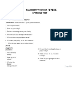 Flyers: Placement Test For Speaking Test