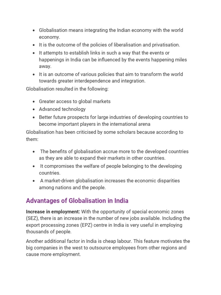 The Impact of Globalization on the Indian Economy: Benefits, Criticisms ...
