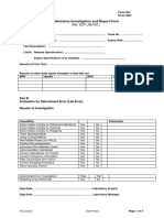 Laboratory Investigation and Report Form Part A: (Ref. SOP LAB-055.)