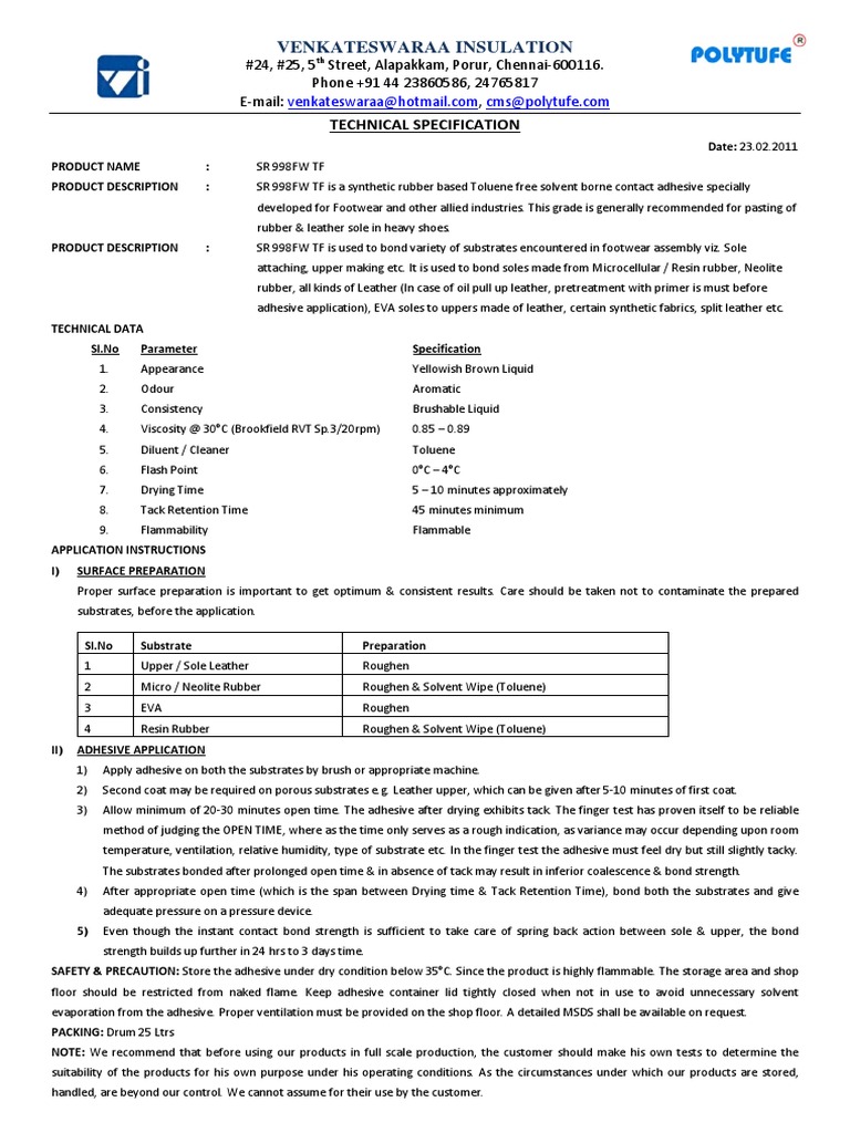 Microsoft Word - TECHNICAL SPECIFICATION | Download Free PDF | Adhesive ...