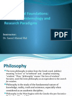 Philosophical Foundations: Ontology, Epistemology and Research Paradigms