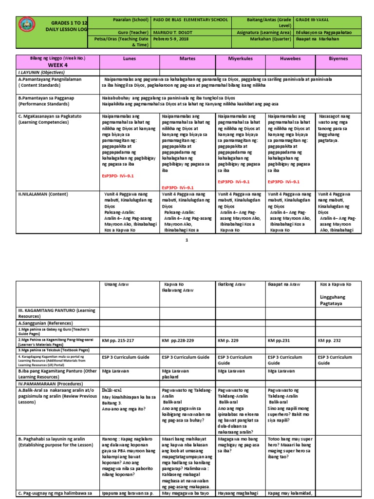 Esp DLL Q4 Week 4 | PDF