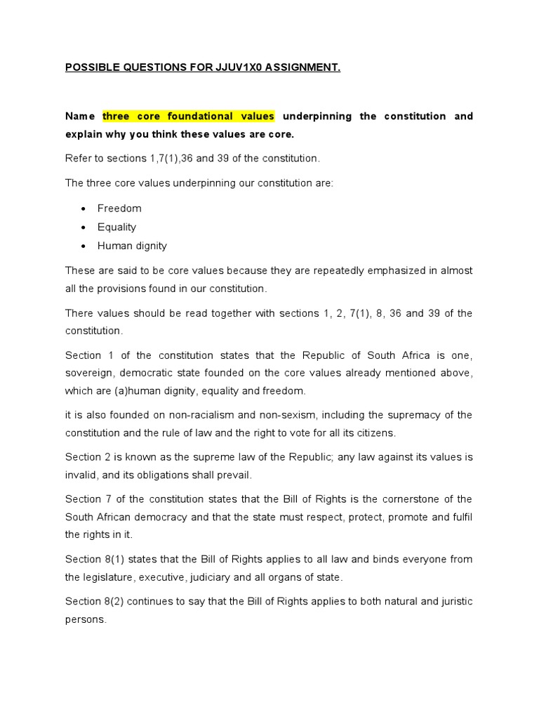 Core Constitutional Values Explained | PDF | Statutory Interpretation ...