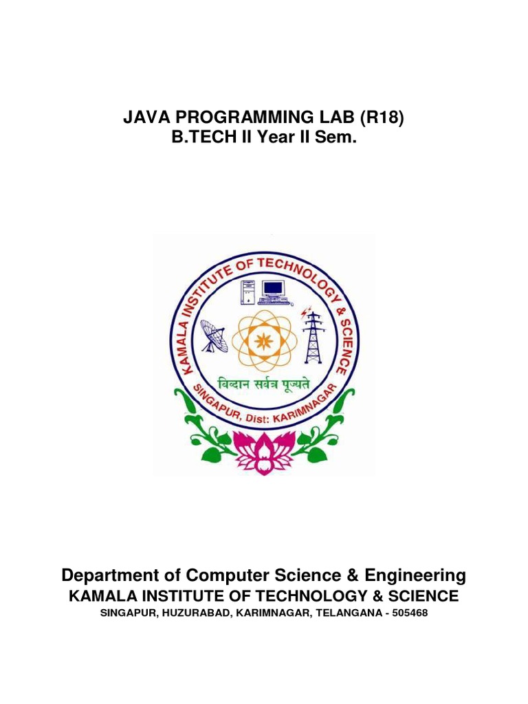 Java Programming Lab Course Outline and Experiment List for B.Tech II ... image.