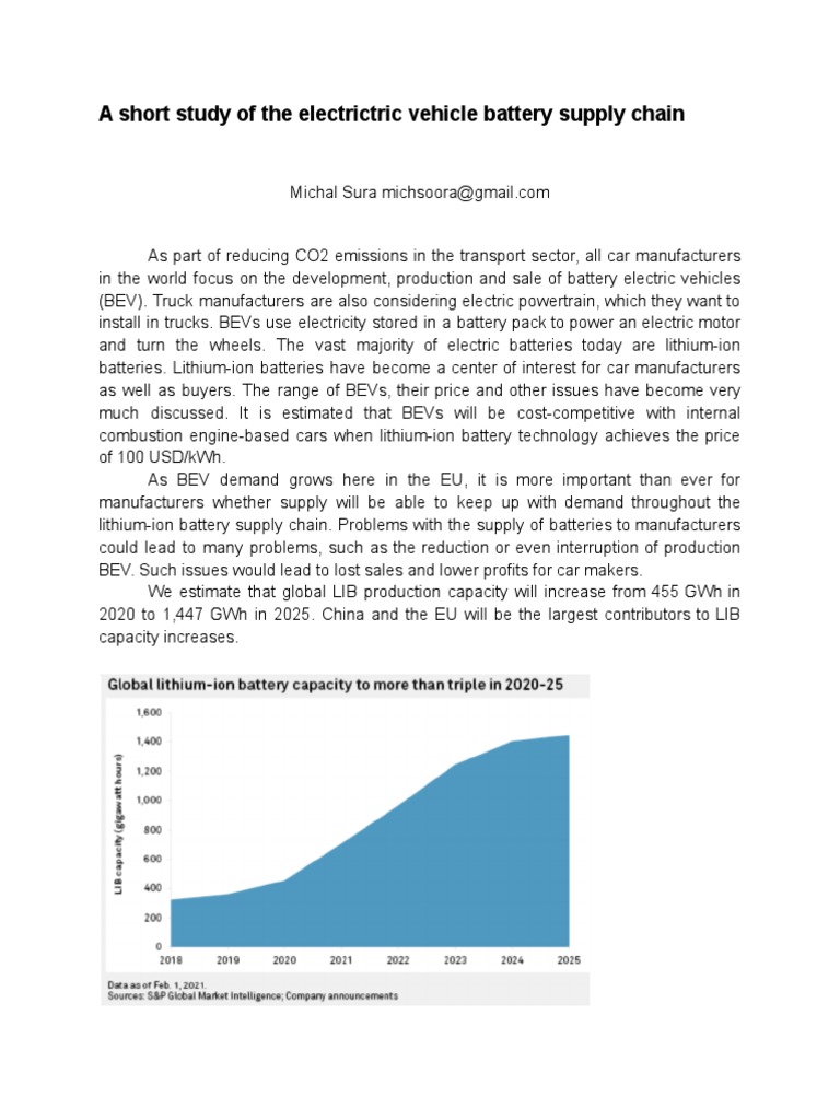 Electric Vehicle Battery Supply Chain Study | PDF | Rechargeable ...