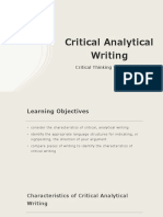 Critical Analytical Writing