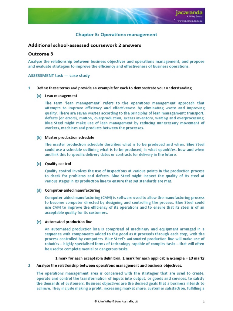 Chapter 5 Additional 2 SOLUTIONS | PDF | Operations Management | Automation