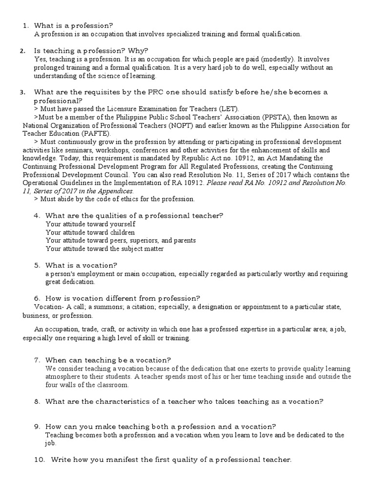 A Profession Is An Occupation That Involves Specialized Training and