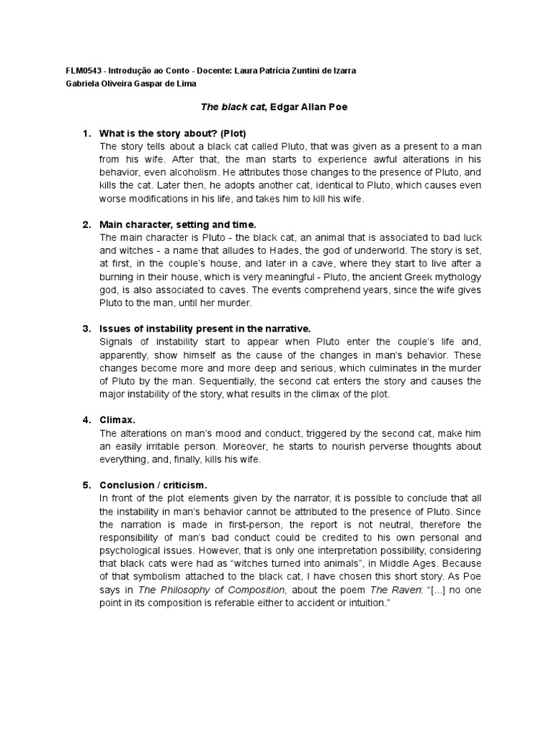 Task - The Black Cat - Edgar Allan Poe | PDF