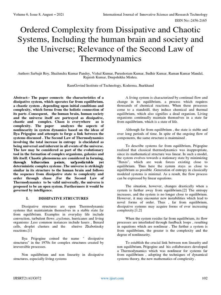 Complexity in Chaotic Systems | PDF | Chaos Theory | Non Equilibrium ...