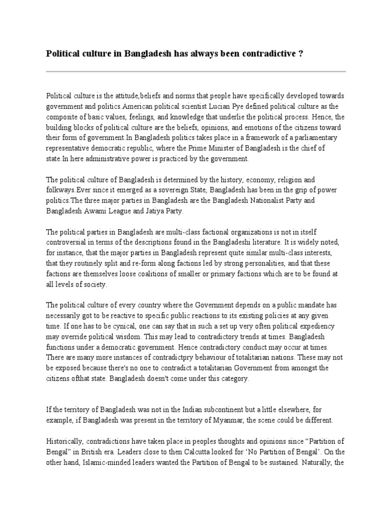 Contradictory Political Culture in Bangladesh | PDF | Bangladesh ...