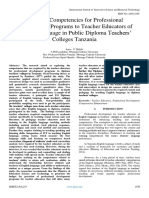 Required Competencies For Professional Development Programs To Teacher Educators of English Language in Public Diploma Teachers' Colleges Tanzania