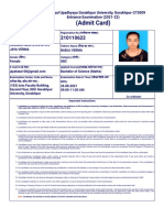 (Admit Card) : Deen Dayal Upadhyaya Gorakhpur University, Gorakhpur-273009 Entrance Examination (2021-22)