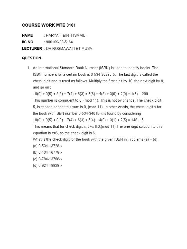 Calculate ISBN Check Digits | PDF | International Standard Book Number ...