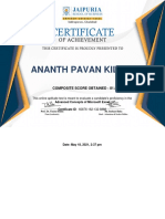 Ananth Pavan Kilari Excel Test Score 81.82