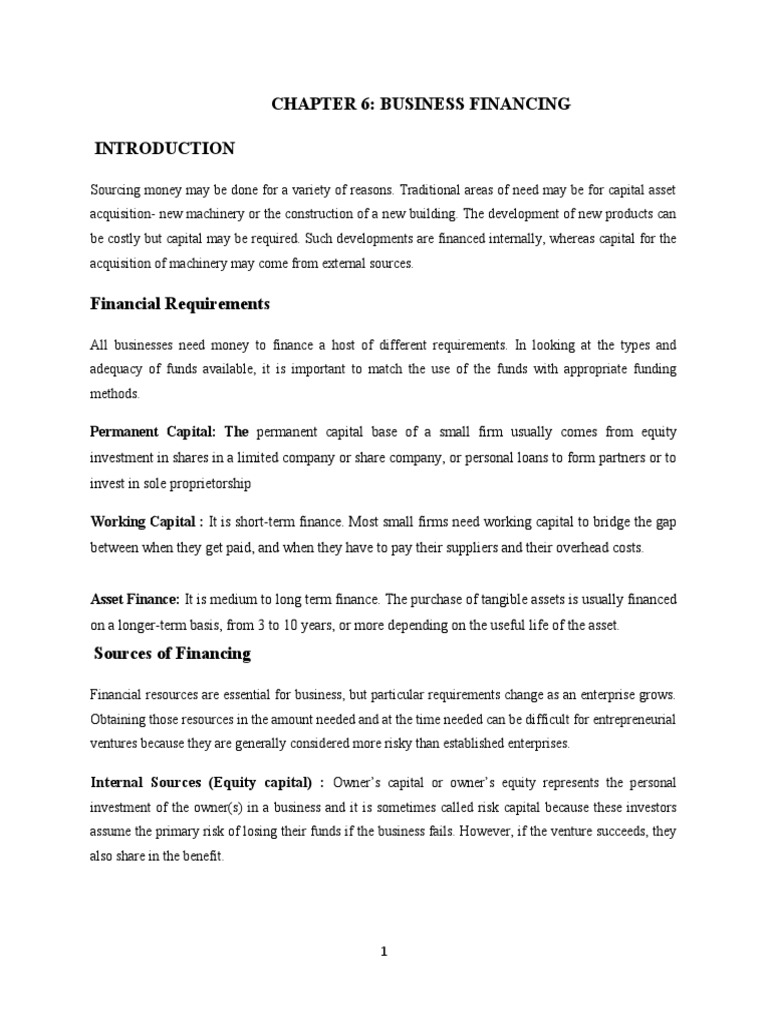 Internal and External Financing Sources | PDF | Microfinance | Lease