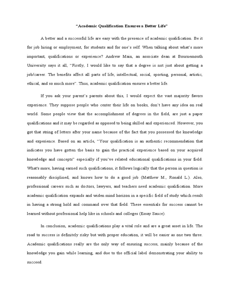 Importance of Academic Qualifications | PDF