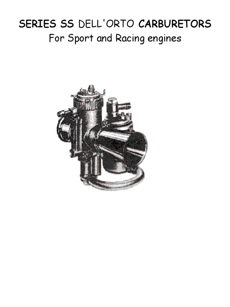 SS1 Dellorto Carburetor Technical Manual PDF Carburetor Throttle