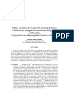 Daños Morales Derivados Del Incumplimiento o Defectuoso Cumplimiento de Una Obligación Contractual. (A Propósito de Alguna Jurisprudencia Reciente)