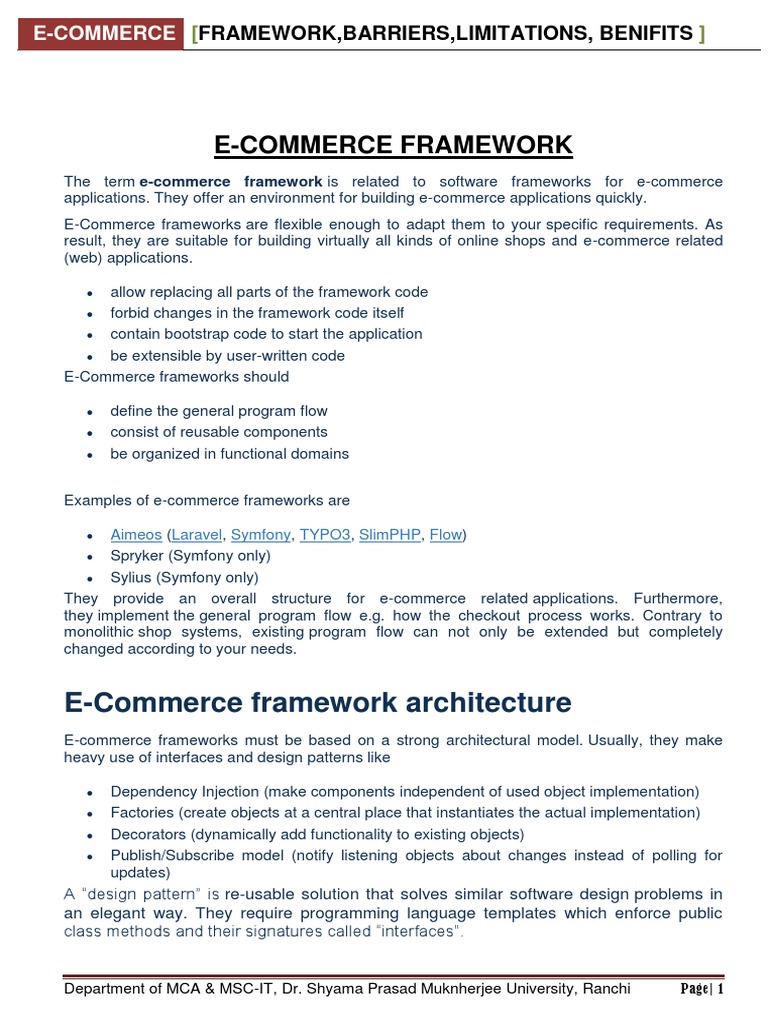 E Commerce Framework | PDF | E Commerce | Software Framework
