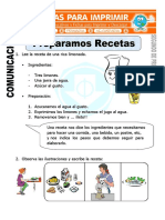 Ficha de Preparamos Recetas para Segundo de Primaria