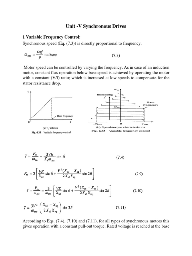 Variable Frequency Control of Synchronous Motors | PDF | Electric Motor ...