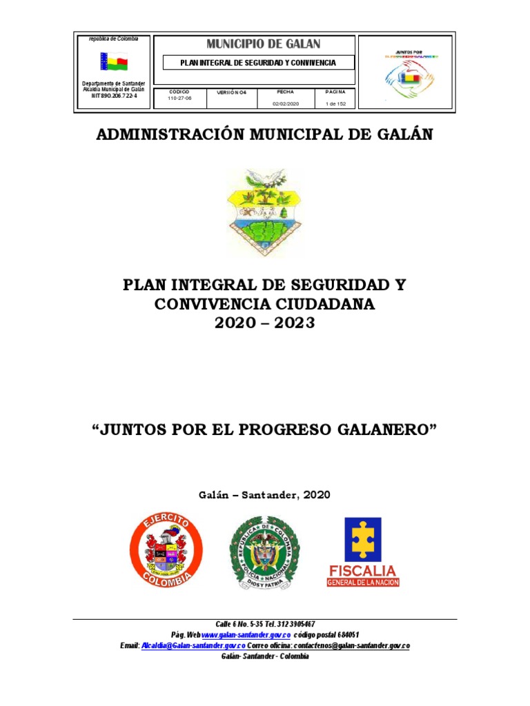 Plan de Seguridad y Convivencia Galanero | PDF
