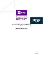 Master's Program in History Ma Handbook: January 2021