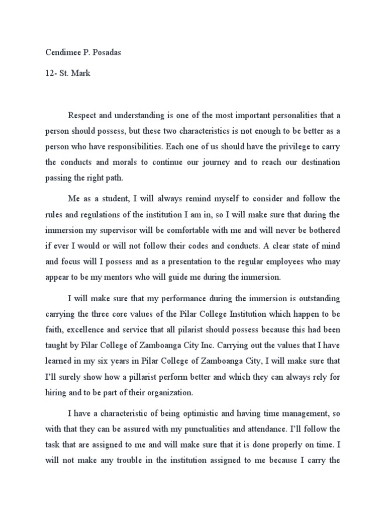 PreImmersion Essay PDF Psychology Cognition