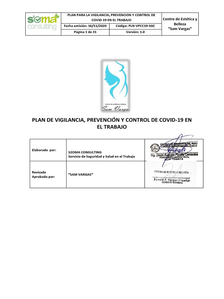 PLAN de COVID COMERCIAL SALON SAM VARGAS | PDF | Lavado de manos ...