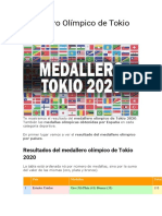 Medallero Olímpico de Tokio 2020