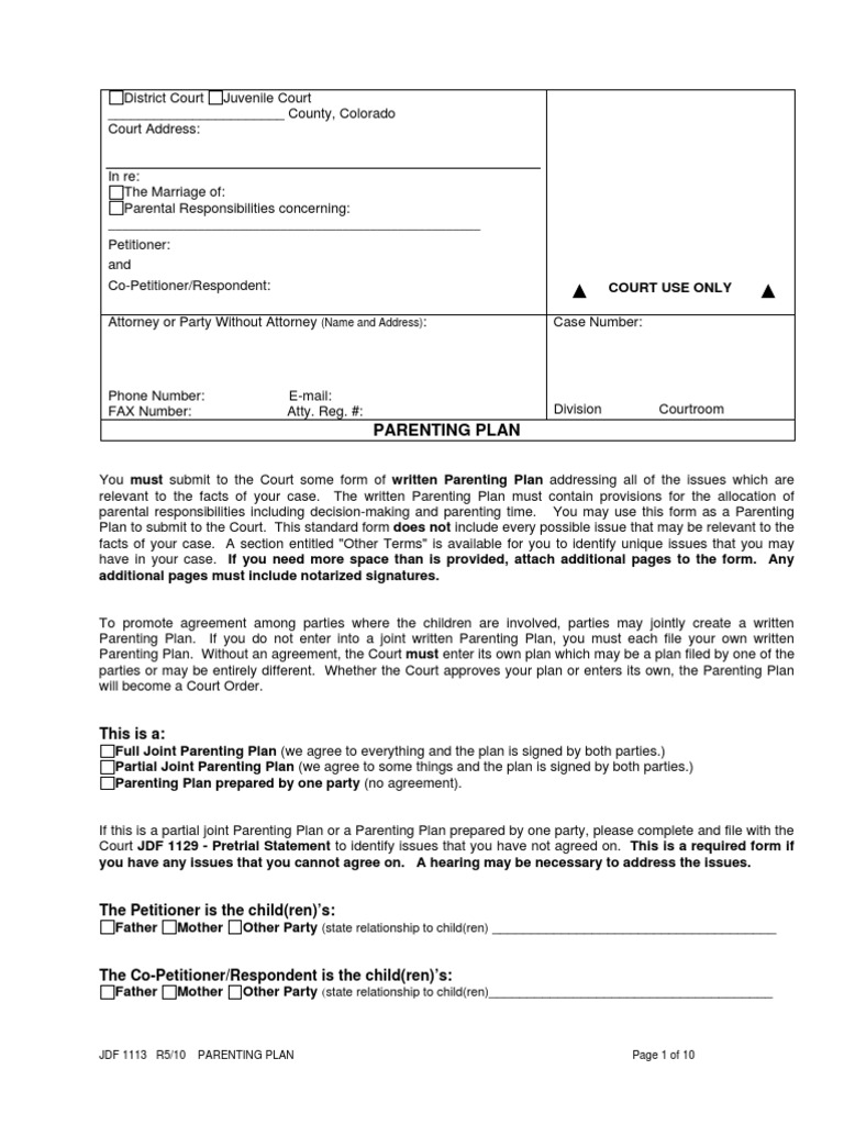 Colorado Parenting Plan Guide | PDF | Child Support | Internal Revenue ...