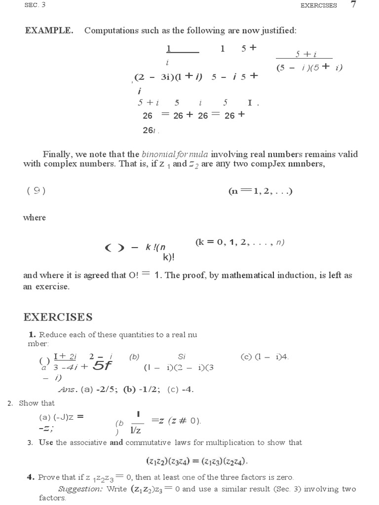 Complex Number Exercises and Proofs | PDF